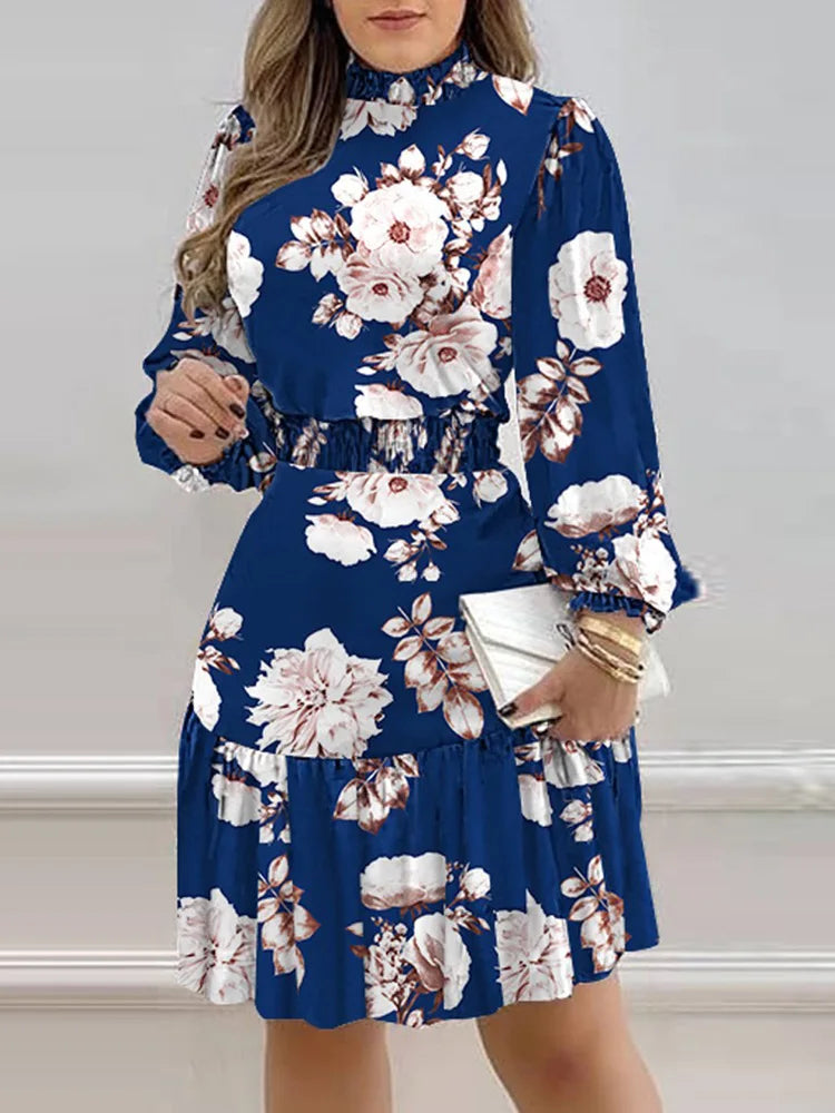 Floral Lantern Sleeve Dress