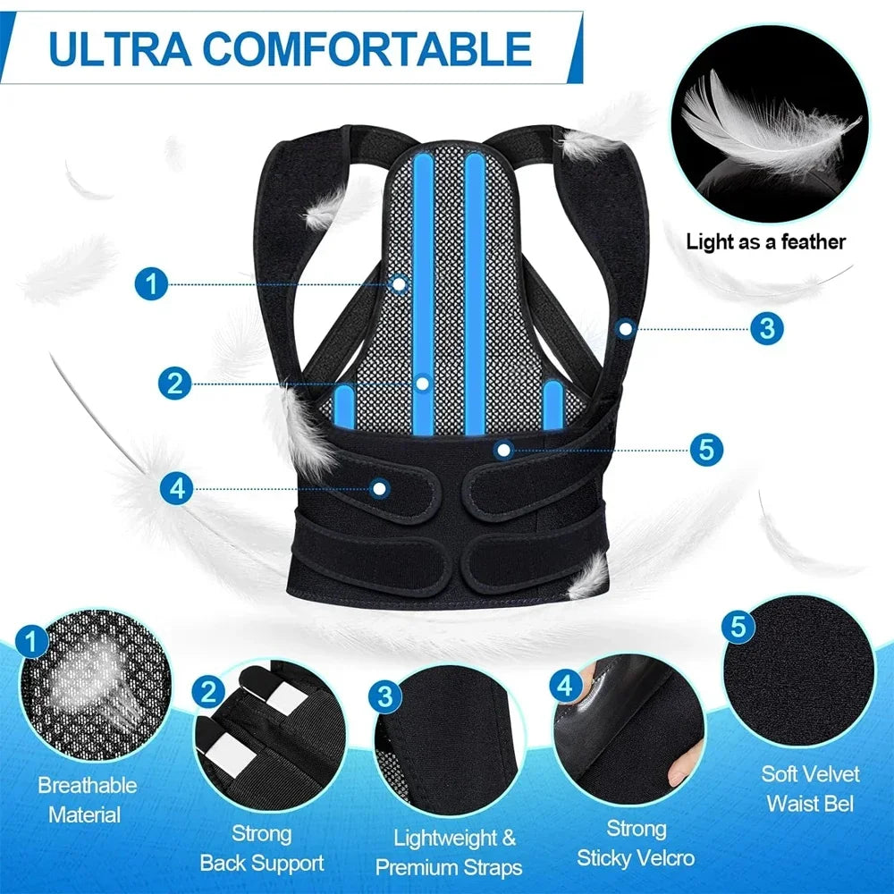 FUBEICHLY Adjustable Back Posture Corrector Brace