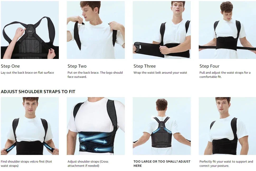 FUBEICHLY Adjustable Back Posture Corrector Brace
