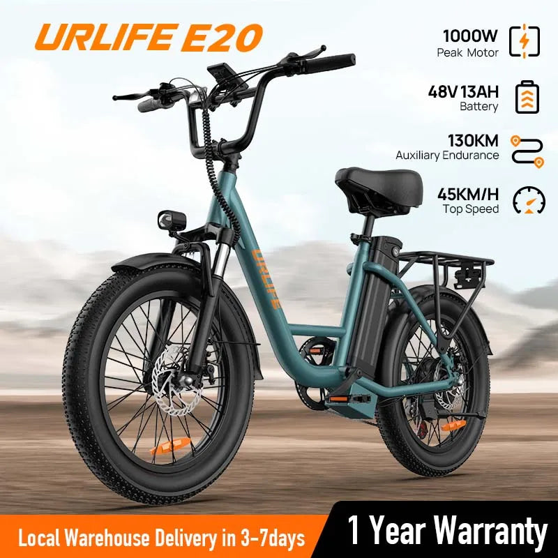 1000W E20 Electric Bike – 48V 13Ah Removable Battery