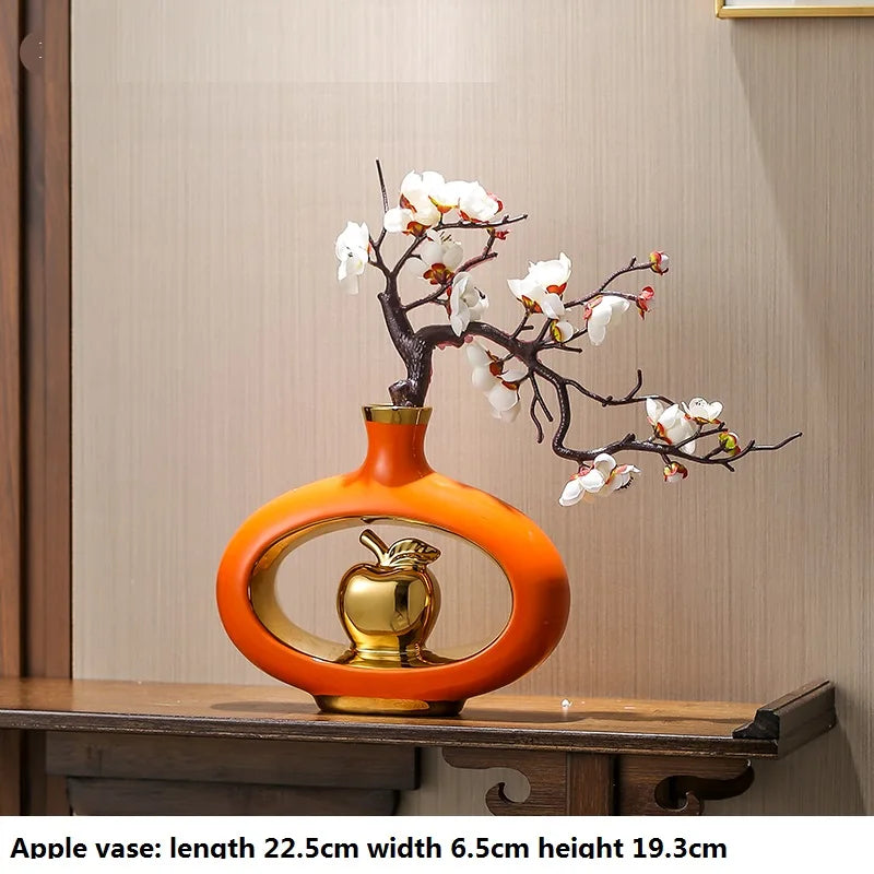 Chinese Style Ceramic Vase with Wooden Frame