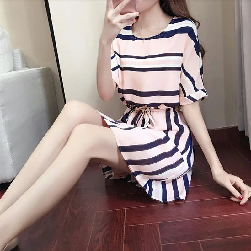 Elegant Striped Midi Dress