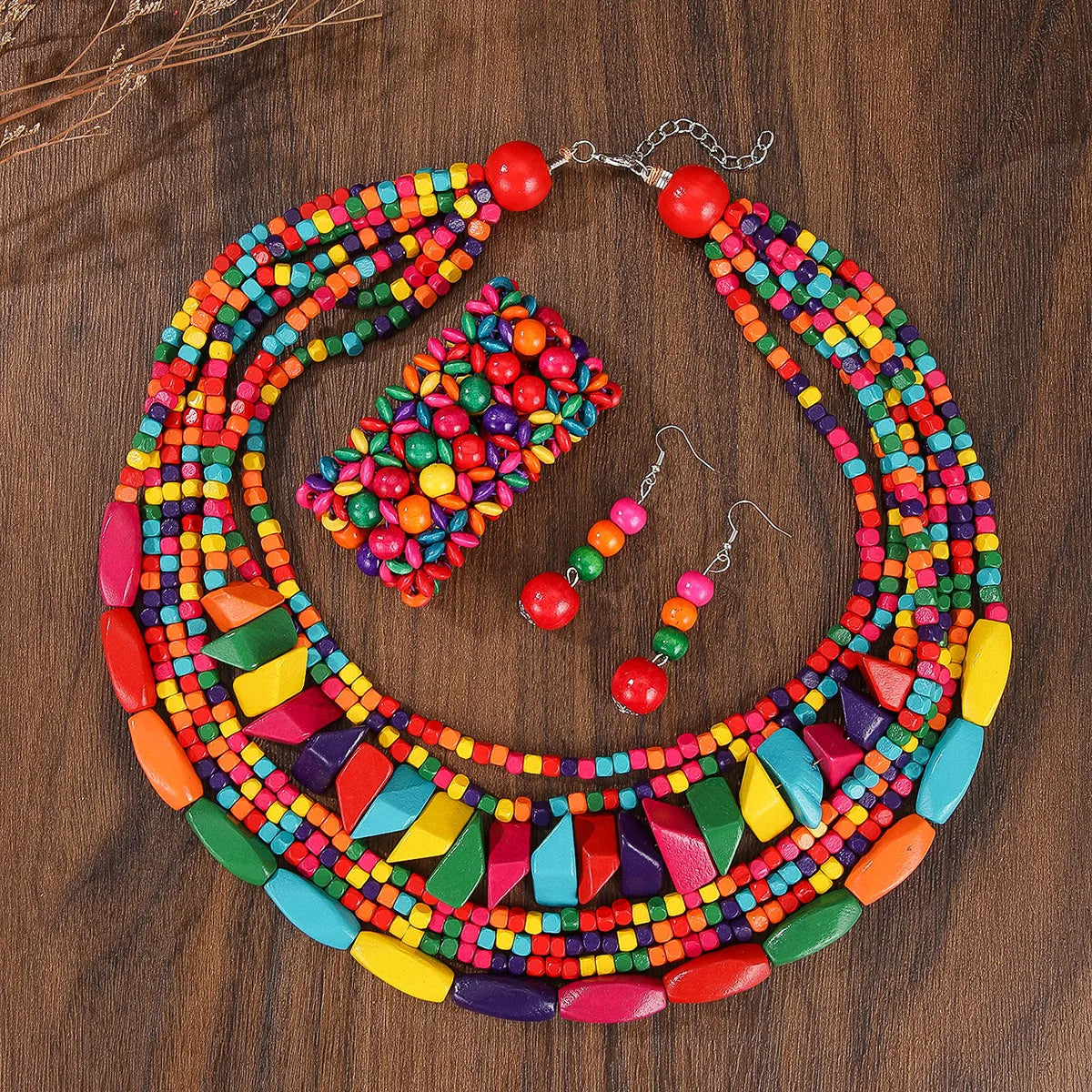 African Multi-Layer Bead Jewelry Set