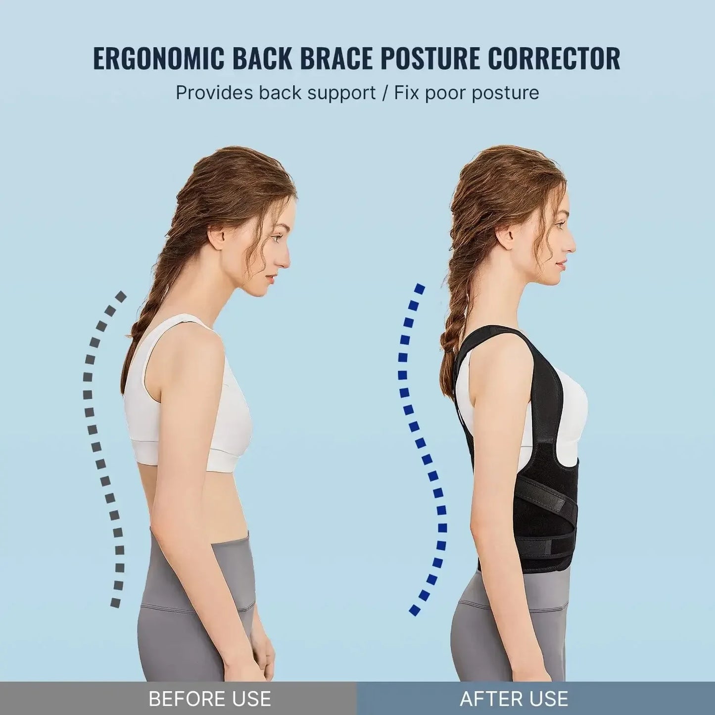 FUBEICHLY Adjustable Back Posture Corrector Brace