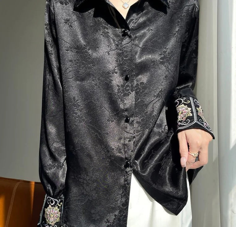 Elegant Satin Cinched Blouse