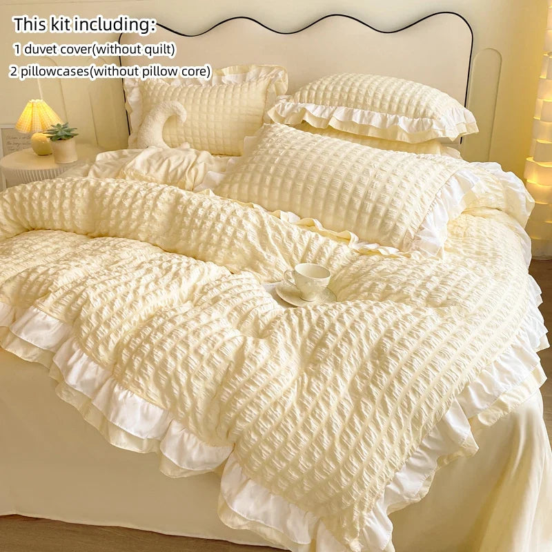 Korean Lace Seersucker Bedding Set