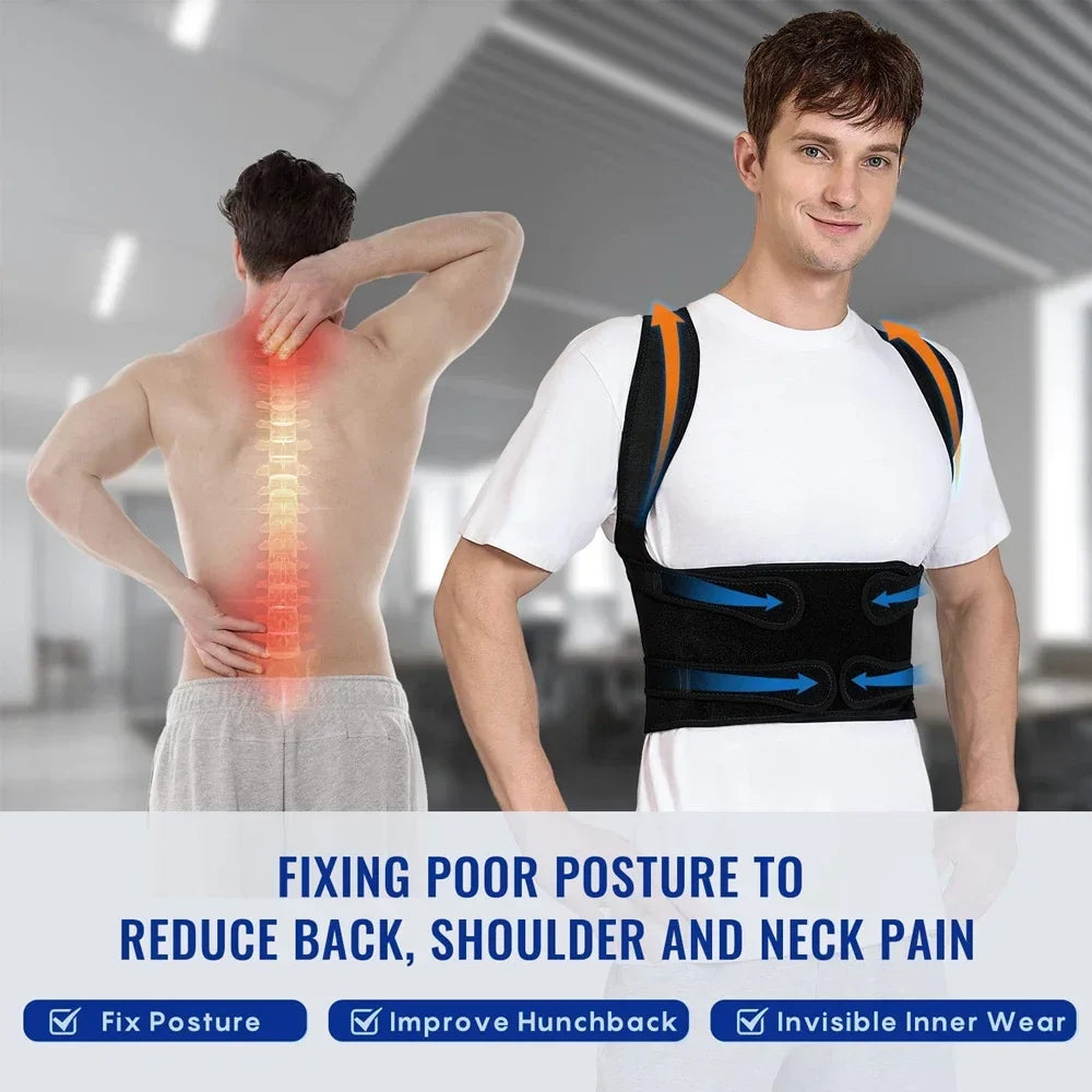 FUBEICHLY Adjustable Back Posture Corrector Brace