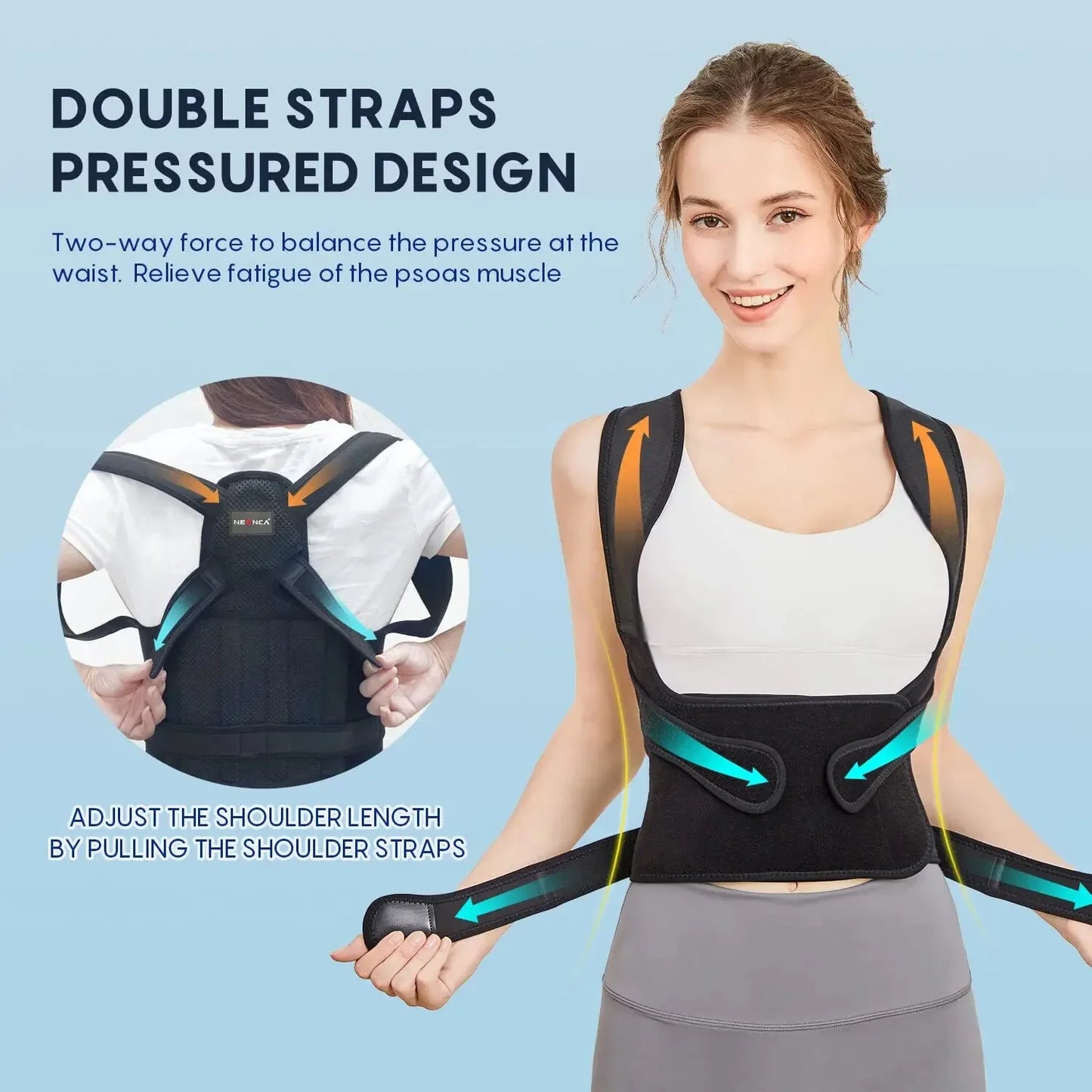 FUBEICHLY Adjustable Back Posture Corrector Brace