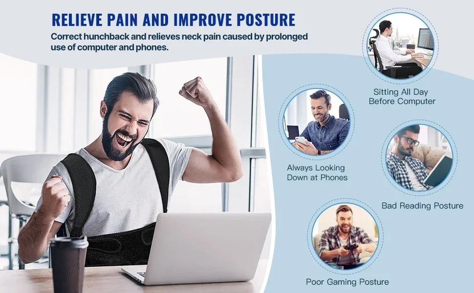 FUBEICHLY Adjustable Back Posture Corrector Brace
