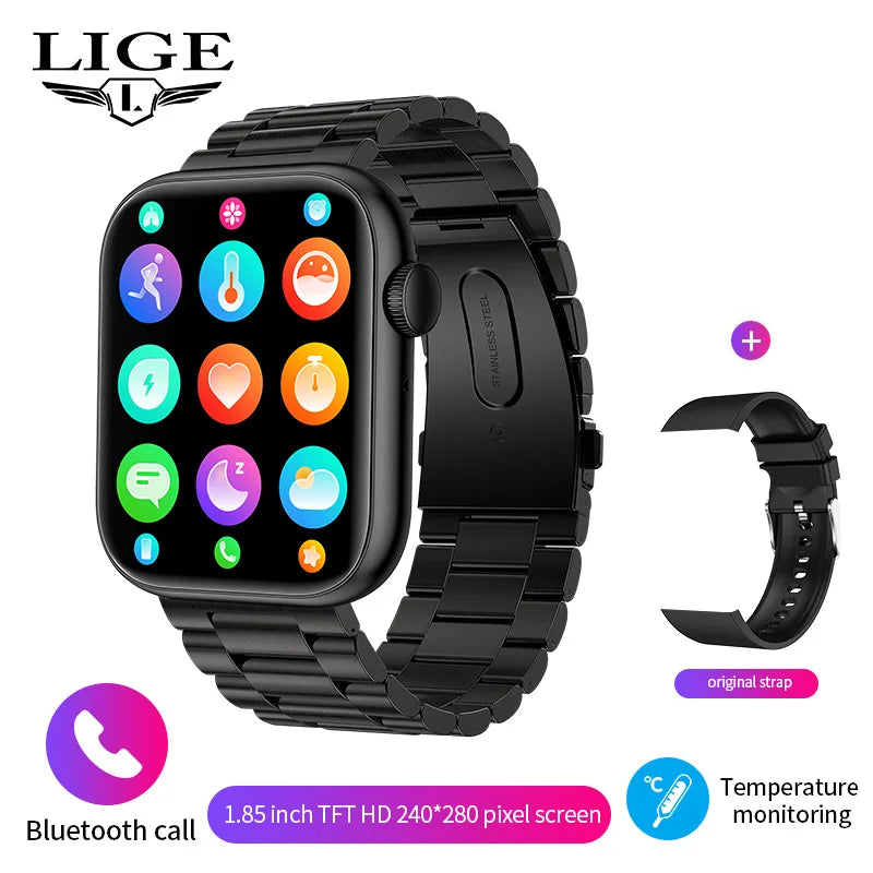 LIGE 2025 Smartwatch – Wireless Charging, Bluetooth Call, Fitness Tracker