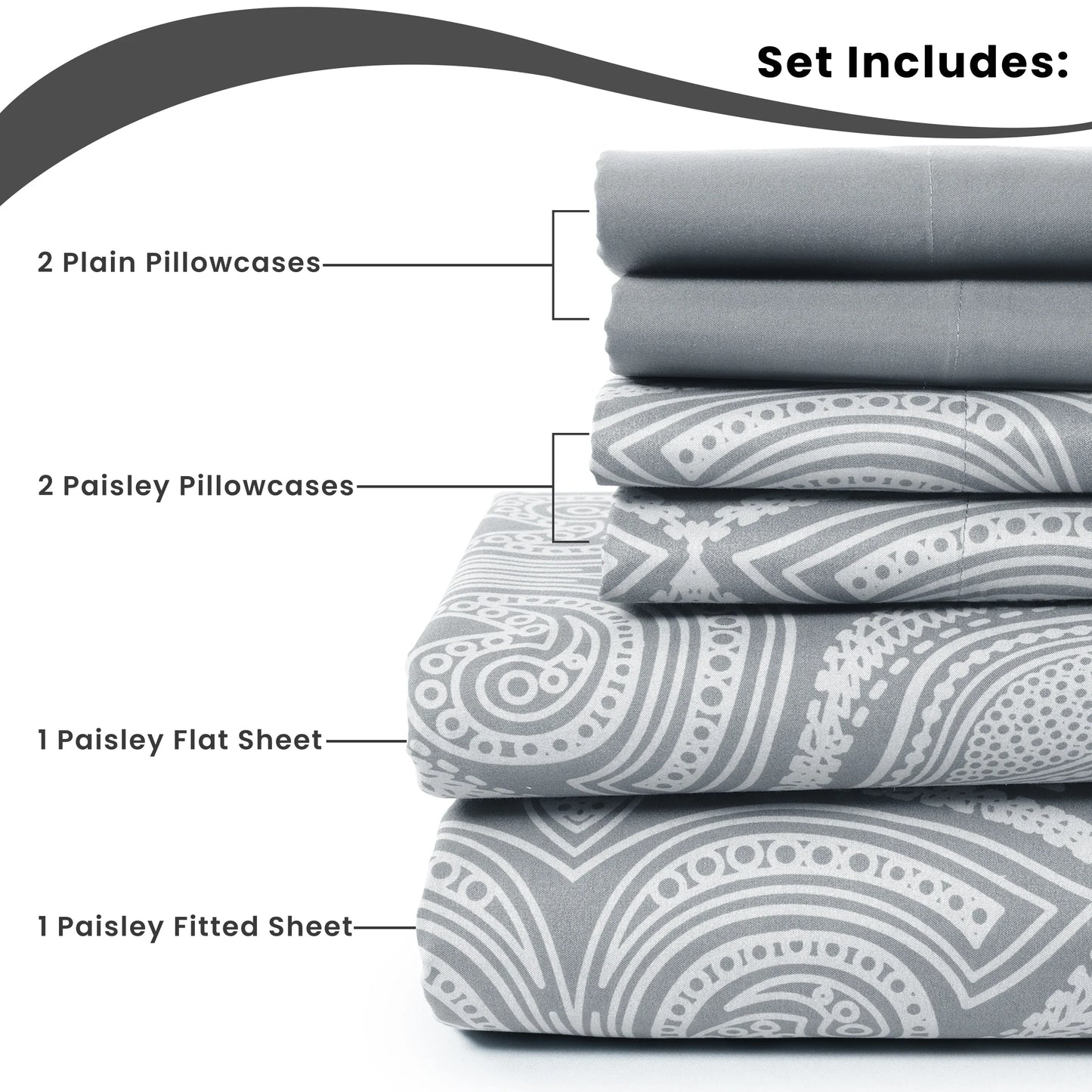 Lux Decor 6-Piece Paisley Sheet Set
