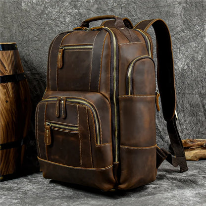 Men’s Retro Leather Travel Backpack