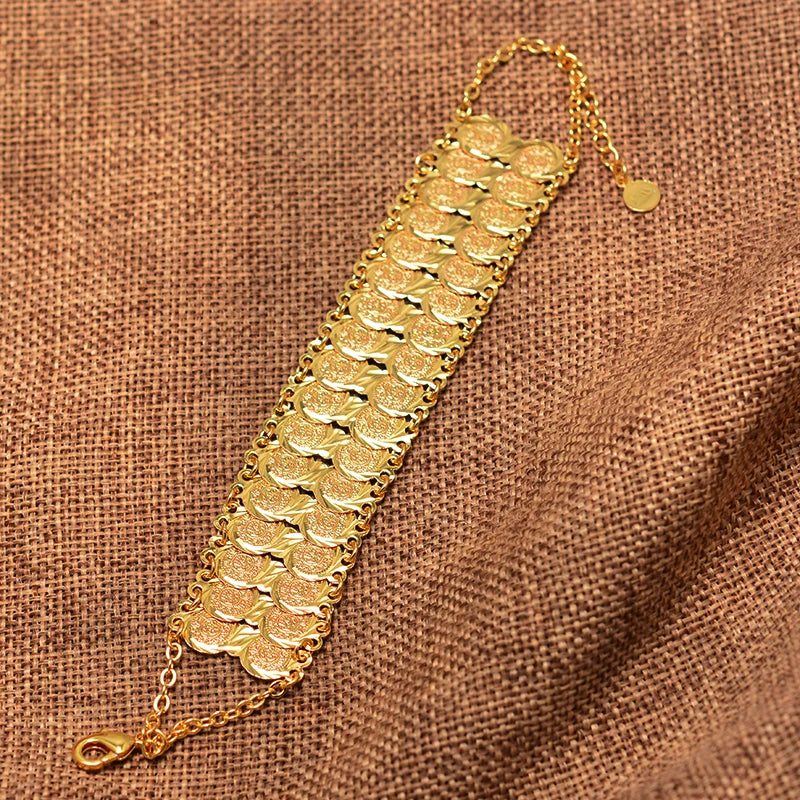 Gold Coin Cuff Bracelet