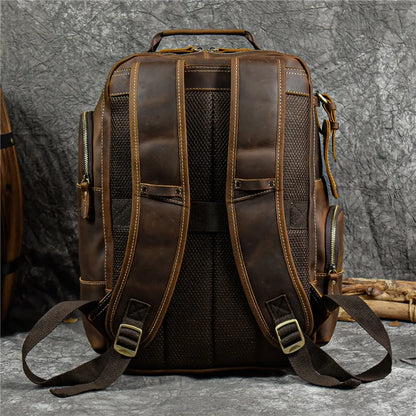 Men’s Retro Leather Travel Backpack