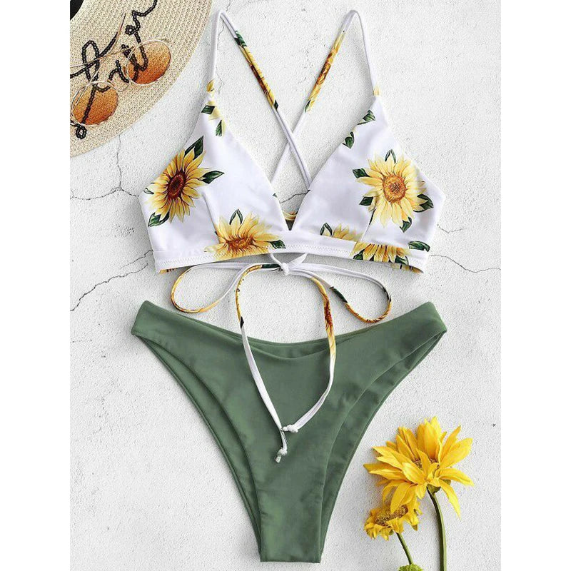 Sunflower Printed Bikini Set