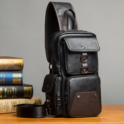 Men’s Leather Crossbody Chest Bag