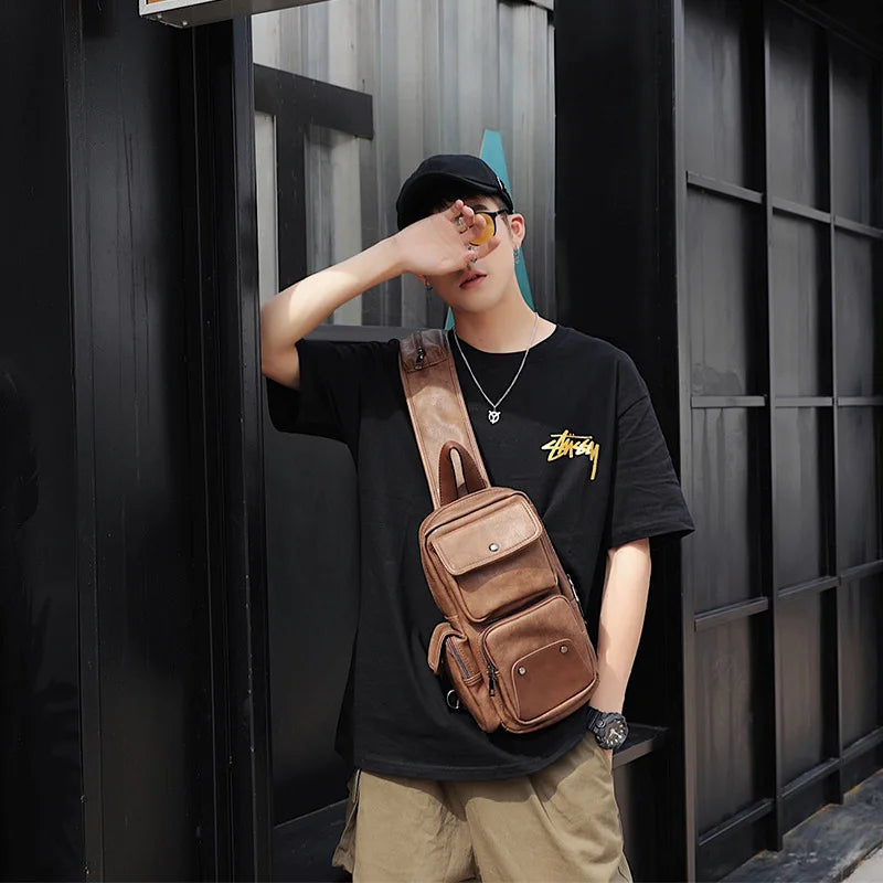 Men’s Leather Crossbody Chest Bag