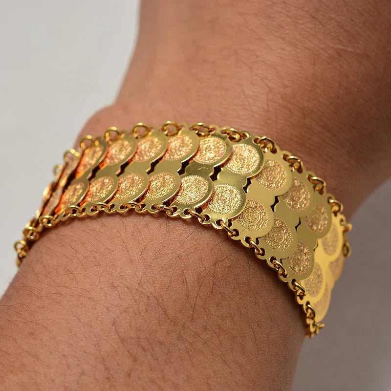 Gold Coin Cuff Bracelet
