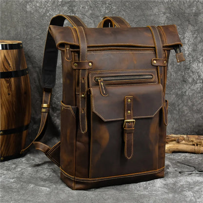 Men’s Retro Leather Travel Backpack