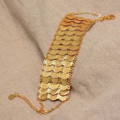 Gold Coin Cuff Bracelet