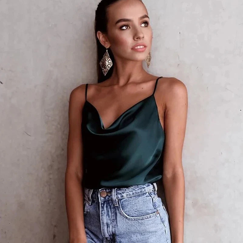 White Satin Camisole Top