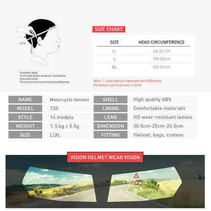 HEROBIKER Vintage Full Face Motorcycle Helmet