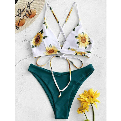 Sunflower Printed Bikini Set