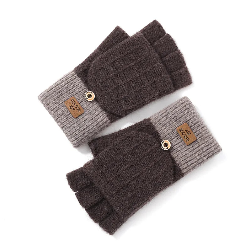 Women Half Finger Warm Gloves