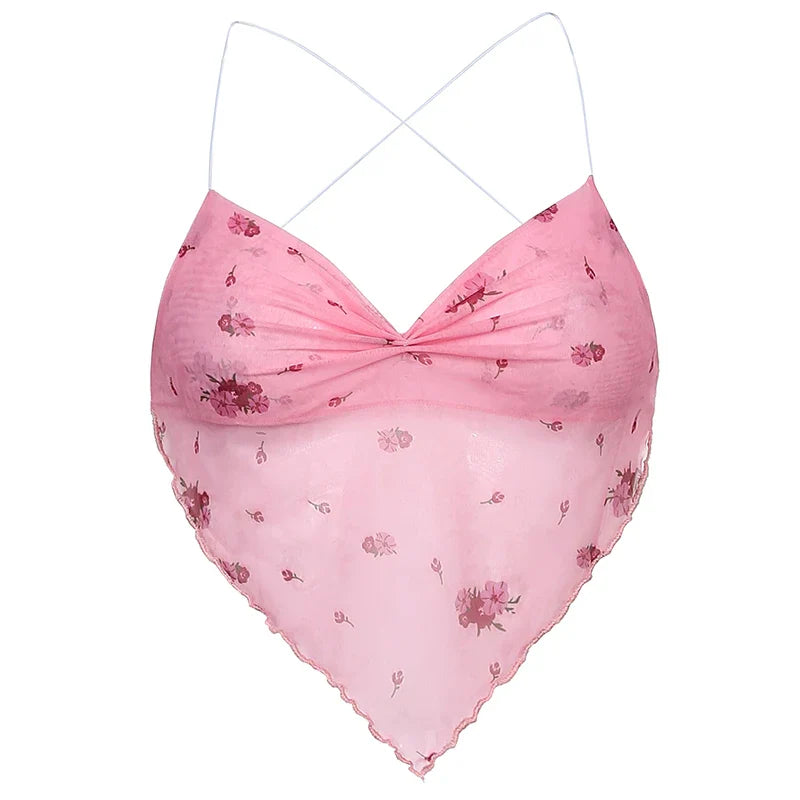 Aesthetic Pink Halter Top
