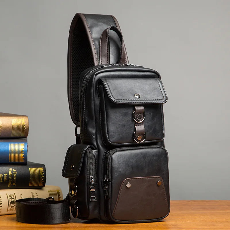 Men’s Leather Crossbody Chest Bag