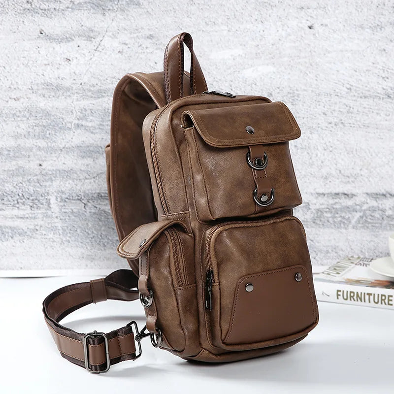 Men’s Leather Crossbody Chest Bag