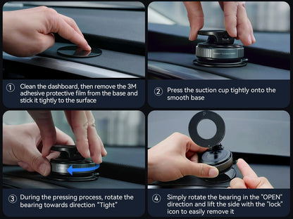 Magnetic Suction Cup Phone Mount with 360° Metal Arm