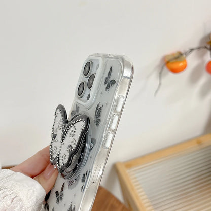 Cute Butterfly GripTok Phone Case with Mirror Stand