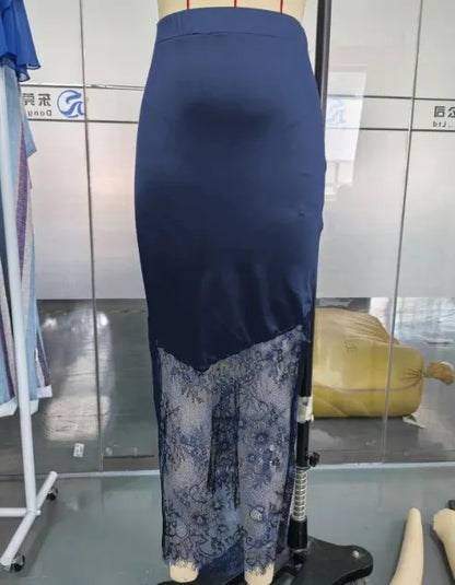 Sexy Lace Patchwork Mid-Length Skirt