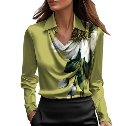 Elegant Satin Long Sleeve Women’s Blouse