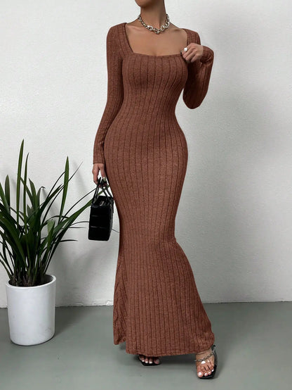 Square Collar Knit Dress