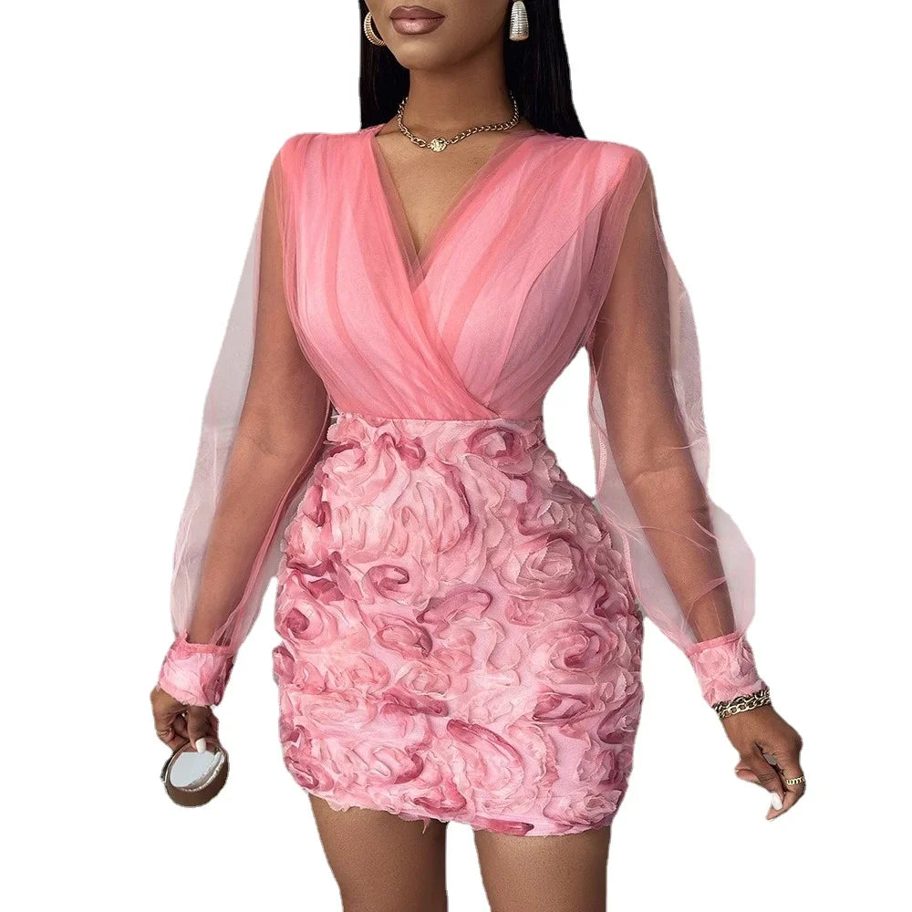 Sheer Floral Party Dress