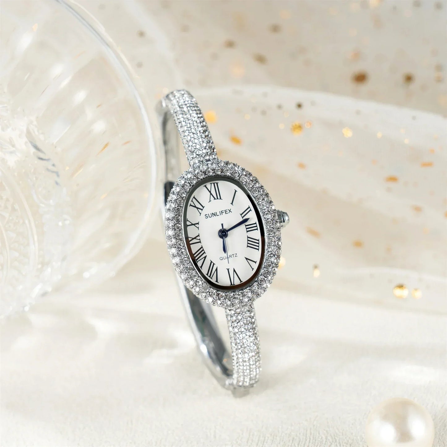 Elegant Rhinestone Oval Women’s Watch