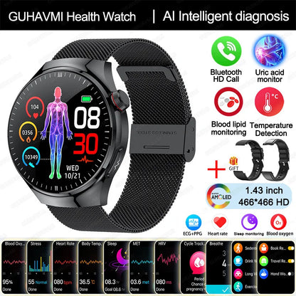 2025 GUHUAVMI Nursing Smartwatch with ECG & Uric Acid Monitor