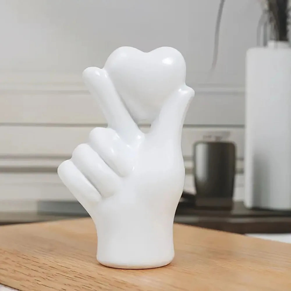 Resin Heart Finger Statue