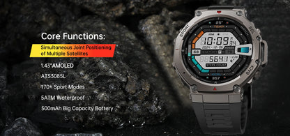 T-Rex 3 Military GPS Smartwatch – Rugged & Waterproof