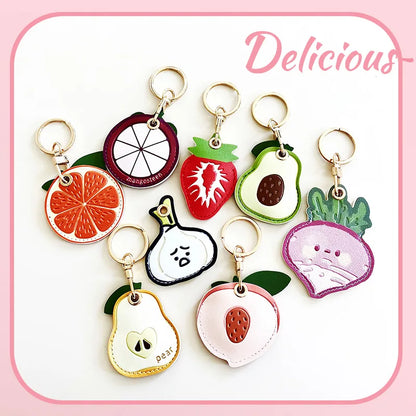 Fruit Shape Leather AirTag Keychain