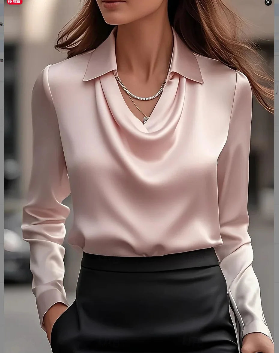 Elegant Satin Long Sleeve Women’s Blouse