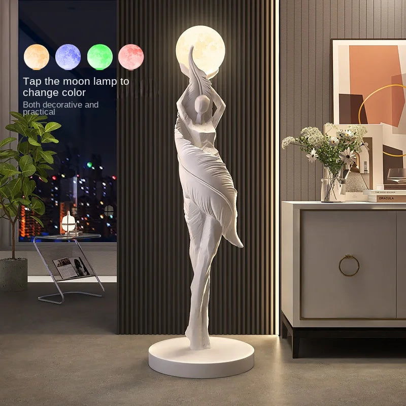 Modern Feather Girl Statue