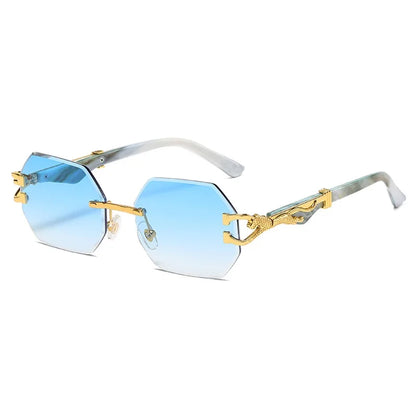 Retro Hexagon Rimless Sunglasses