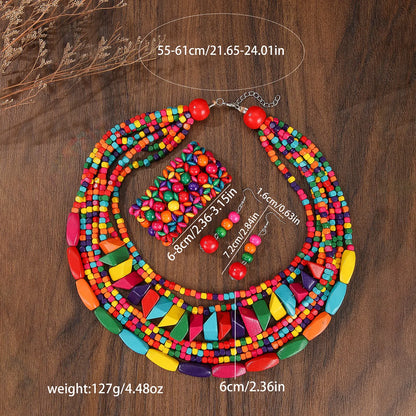 African Multi-Layer Bead Jewelry Set