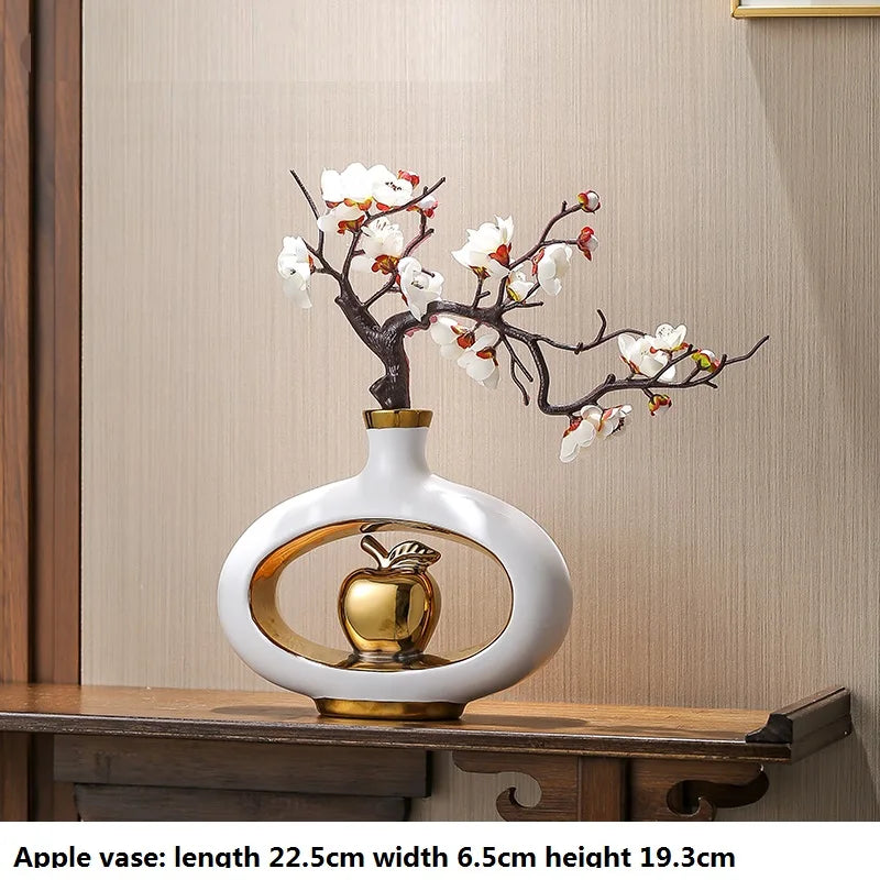 Chinese Style Ceramic Vase with Wooden Frame