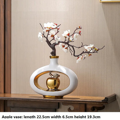 Chinese Style Ceramic Vase with Wooden Frame