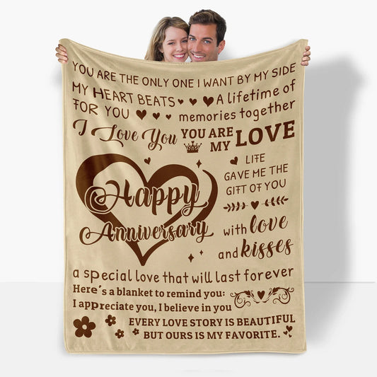Heart Anniversary Flannel Blanket