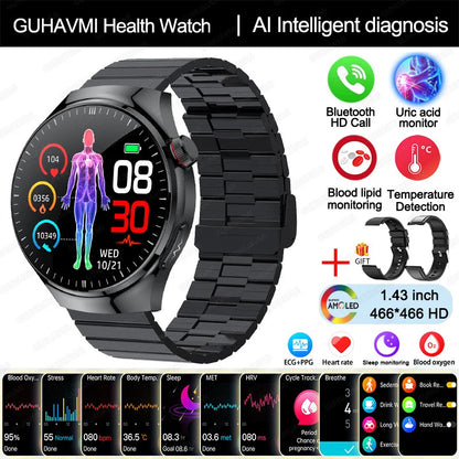 2025 GUHUAVMI Nursing Smartwatch with ECG & Uric Acid Monitor